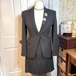Vintage EUC Emporio Armani Beautifully Embellished Gray/Blue Suit Jacket/Skirt 🤩